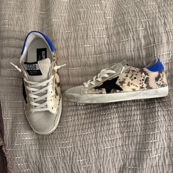 Golden Goose Super Star Sneaker with Metallic Snakeskin - Picture 1 of 4